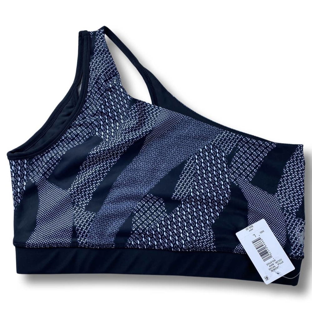 NWT Josie Natori Solstice One Shoulder Crop Top in Black & White in Size XL